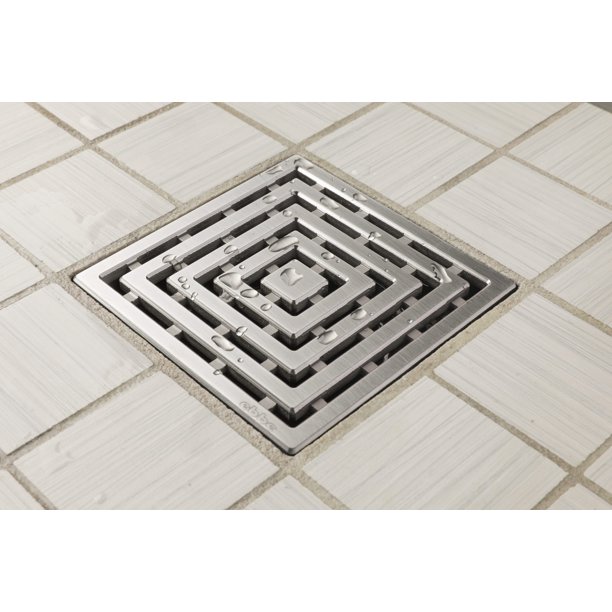 6 Inch Square Shower Floor Drain with Removable Cover Grid Grate and Hair  Filter, High Flow Shower Drain Kit,SUS 304 Stainless Steel, Watermark&CUPC